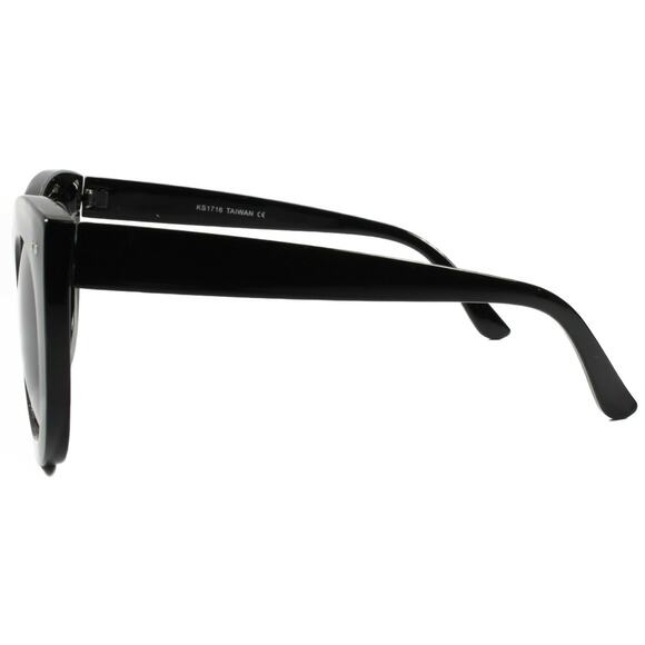 Oversized Classic Retro Look Stylish Womens Round Cat Eye Sunglasses Black Frame - Picture 3 of 4